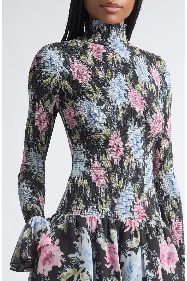 Ikat Dahlia Ismene Midi Dress, Alternate, color, BLACK MULTI