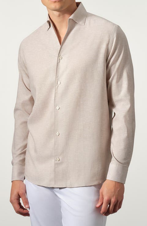 Linen Blend Button-Up Shirt