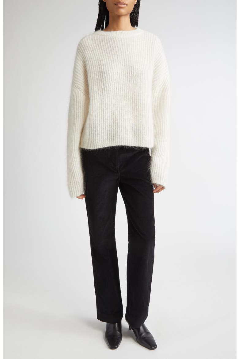 Straight Leg Corduroy Trousers, Alternate, color, BLACK