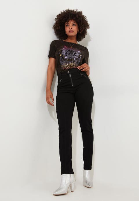 Stretch Denim Rocker Skinny Jean (Plus)