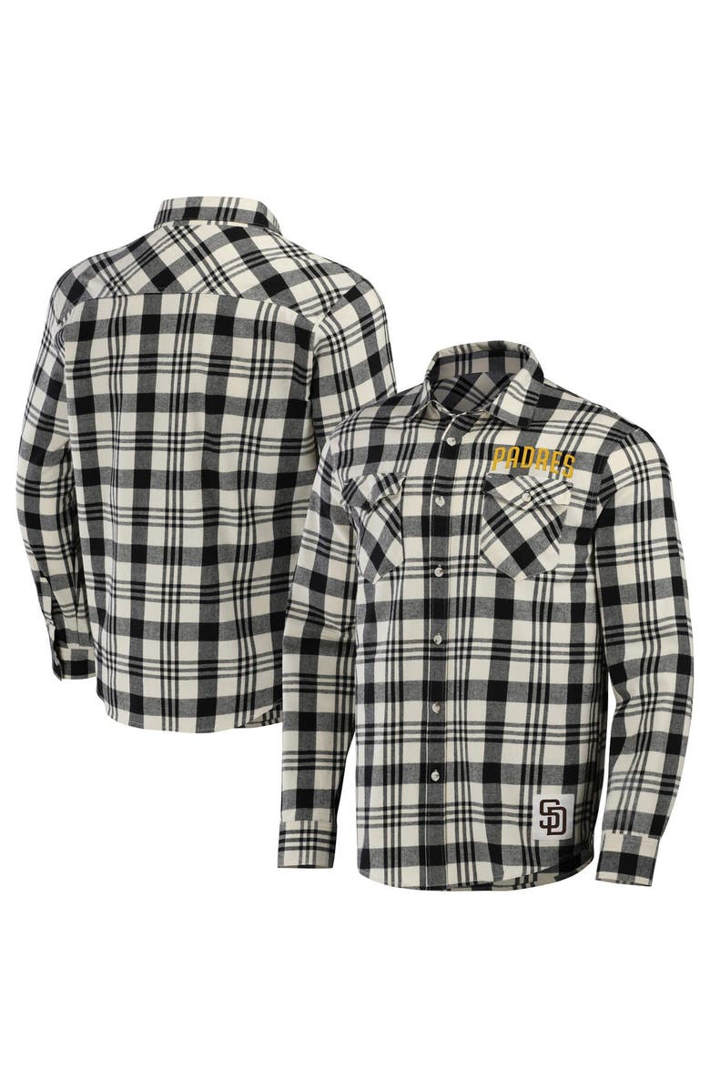 Darius Rucker Collection by Fanatics Men's Darius Rucker Collection by Fanatics Black San Diego Padres Plaid Flannel Button-Up Shirt, Main, color, 
