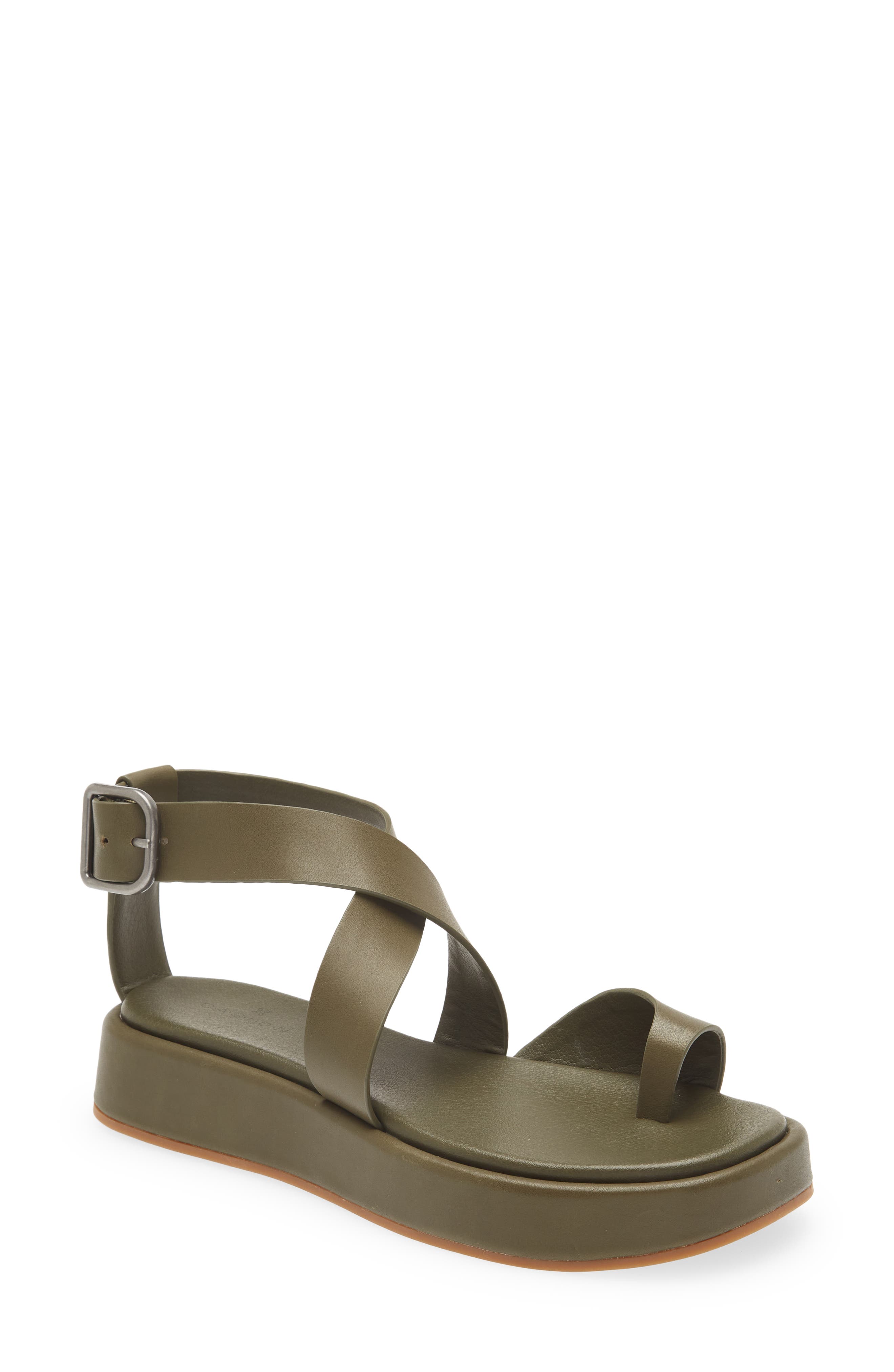 Audrina Toe Loop Sandal, Main, color, GREEN MOSS