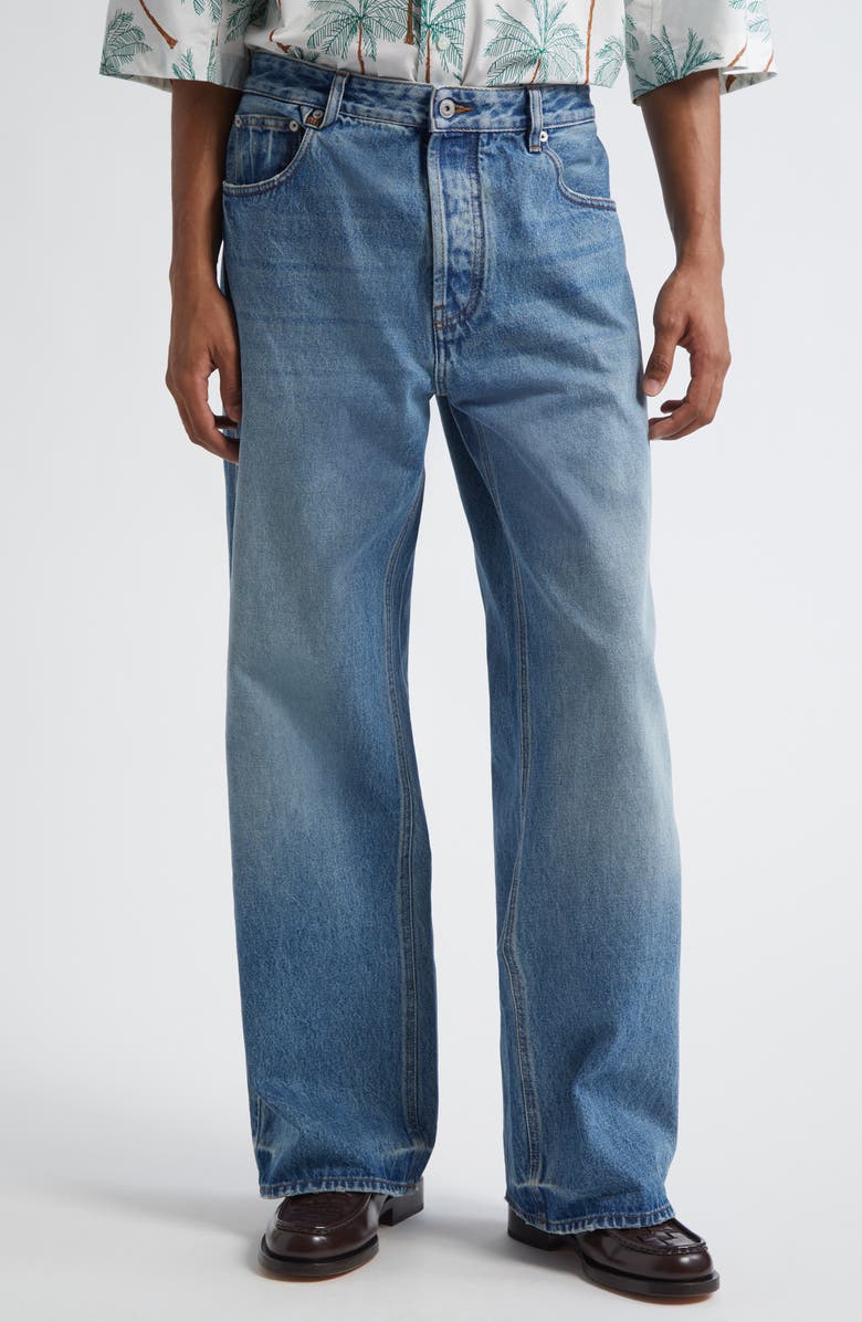 Jacquemus Le De-Nîmes Large Straight Leg Jeans, Main, color, Blue/ Tabac