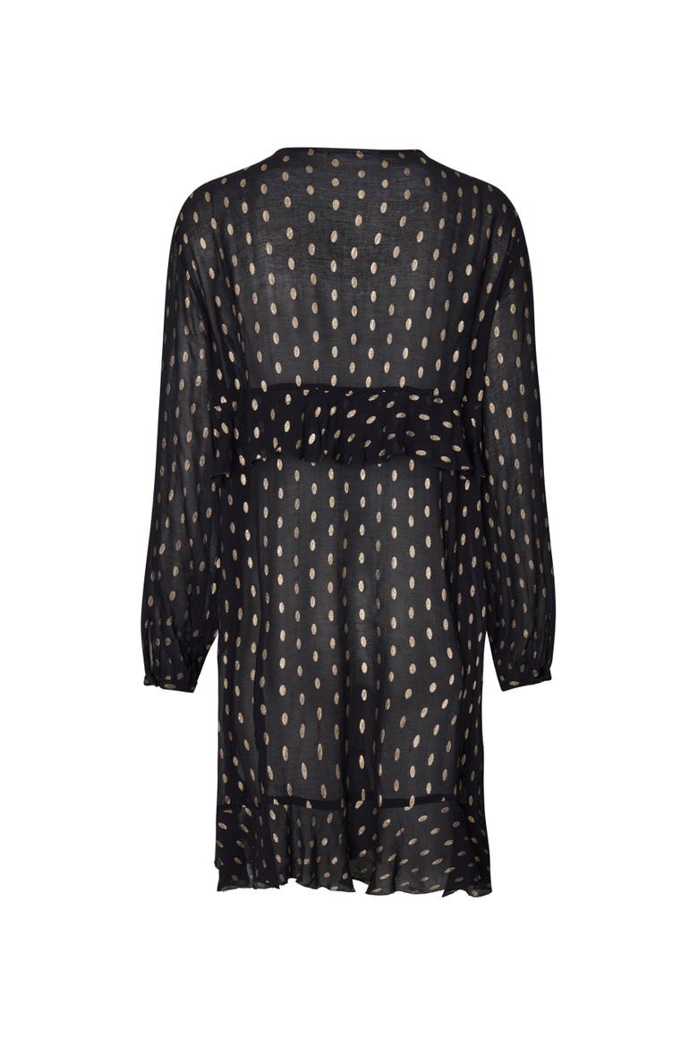 Long Sleeve V-Neck A-Line Dress, Alternate, color, Black