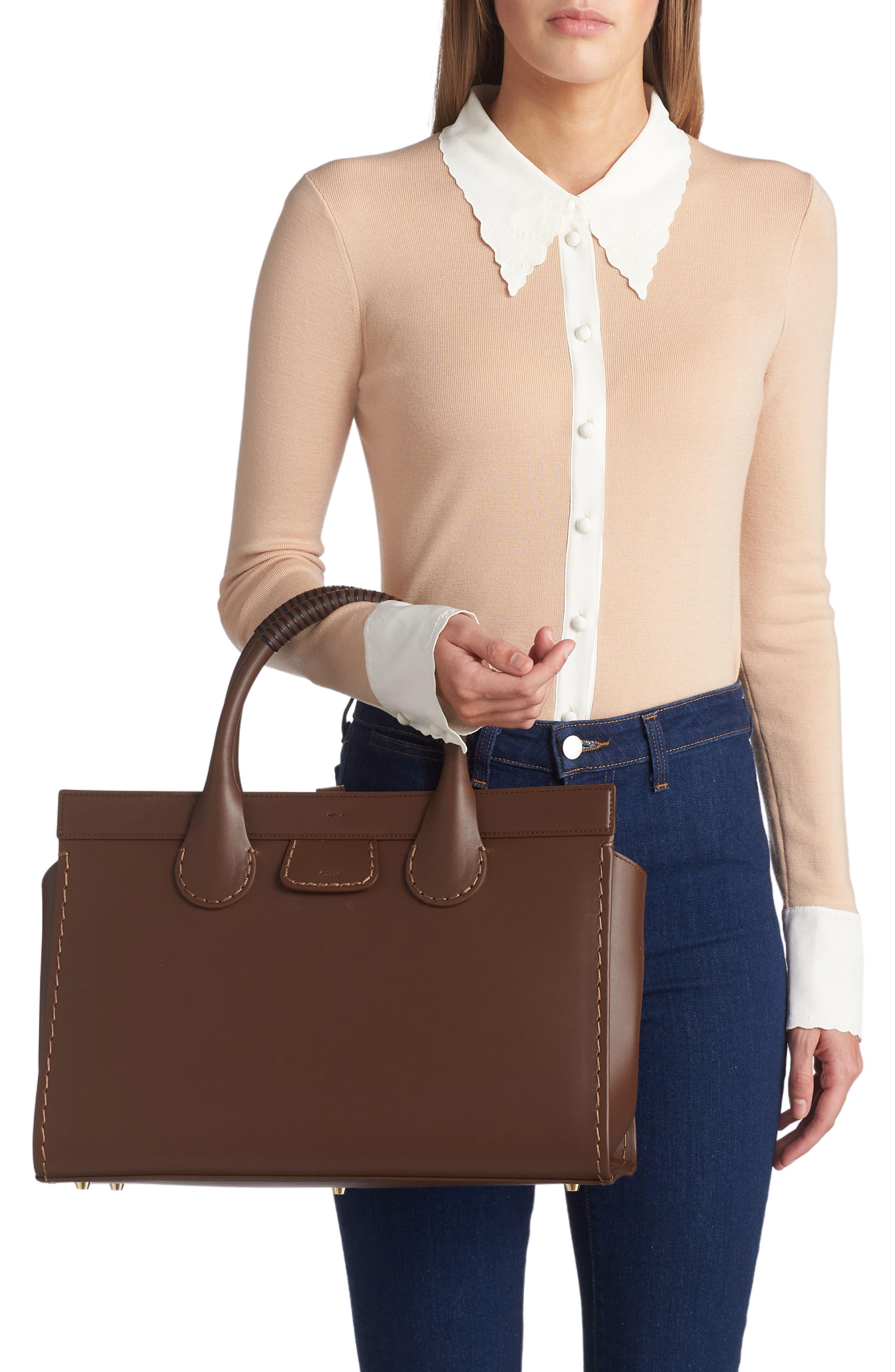 Chloé Large Edith Leather Tote Bag, Alternate, color, 