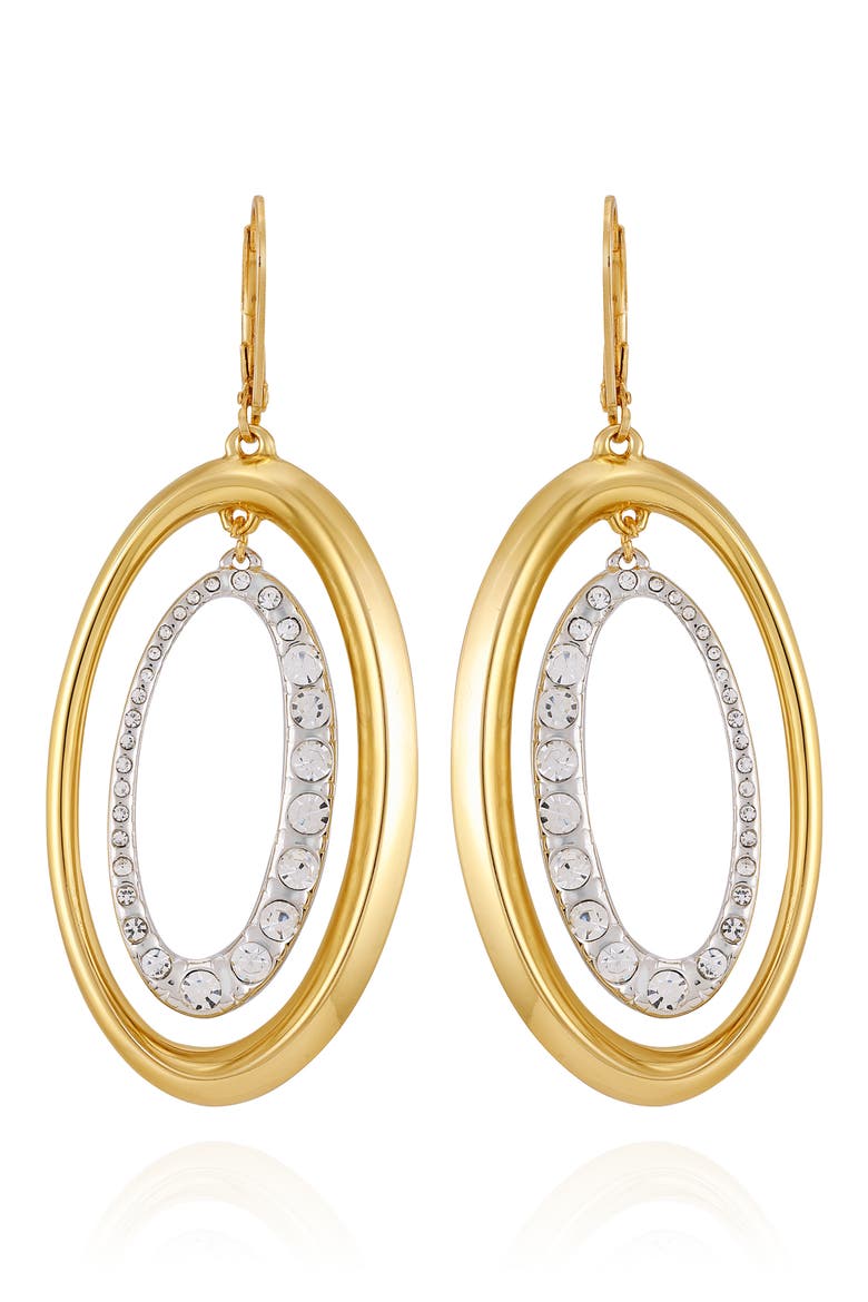 Crystal Oval Drop Earrings, Main, color, GOLD TONE