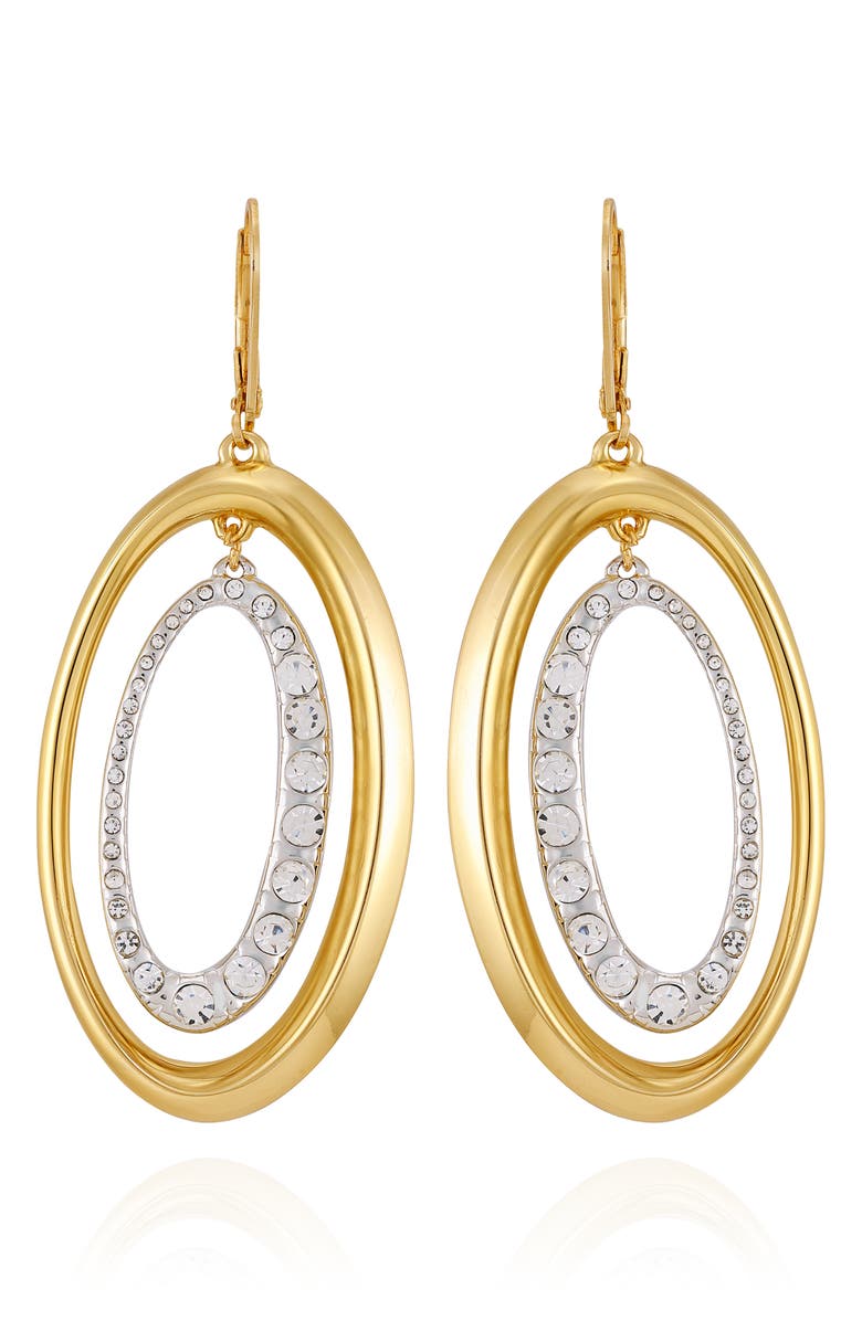 Vince Camuto Crystal Oval Drop Earrings, Main, color, Gold Tone