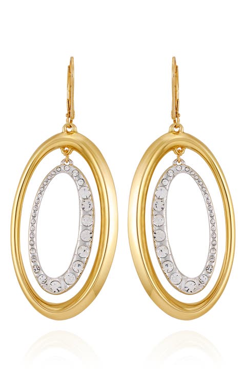 Crystal Oval Drop Earrings