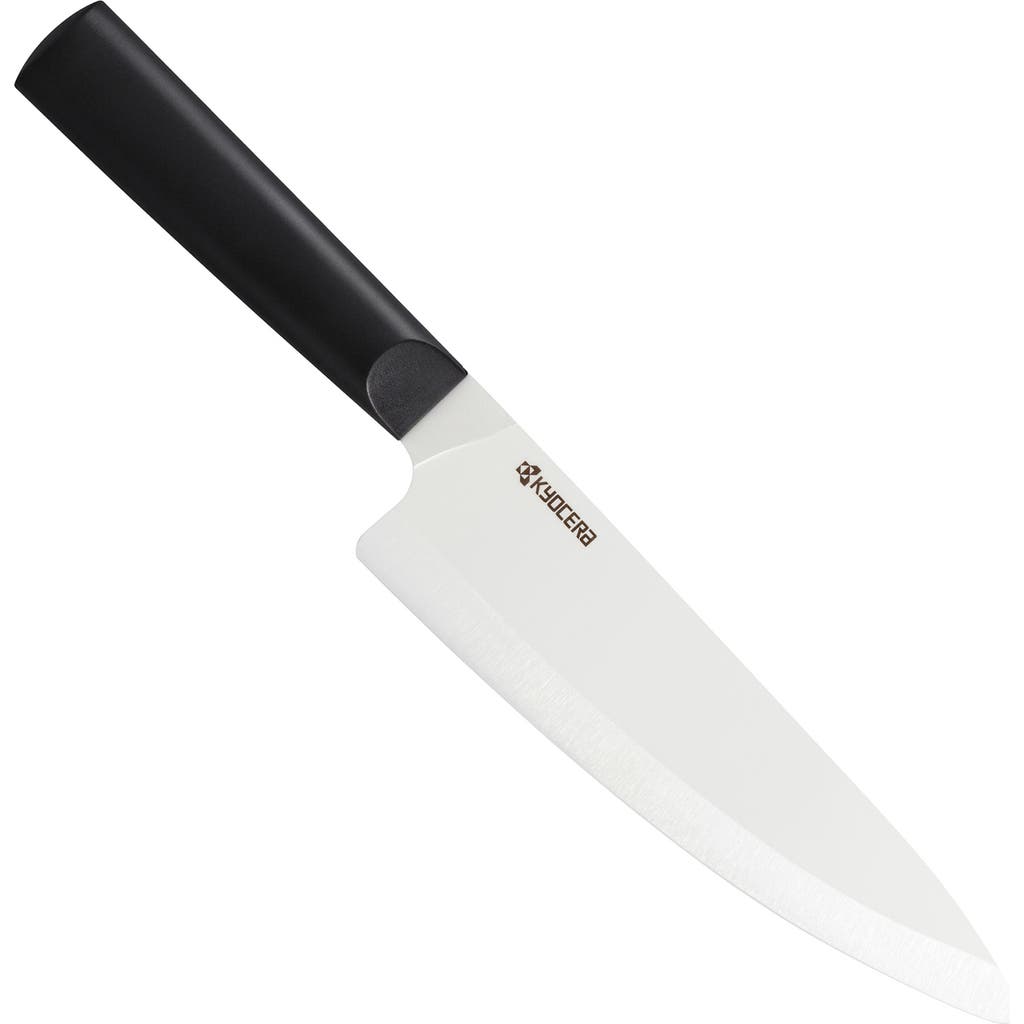 Kyocera Innovationwhite 7-inch Ceramic Chef's Knife, White Blade With Non-slip Black Handle In Black