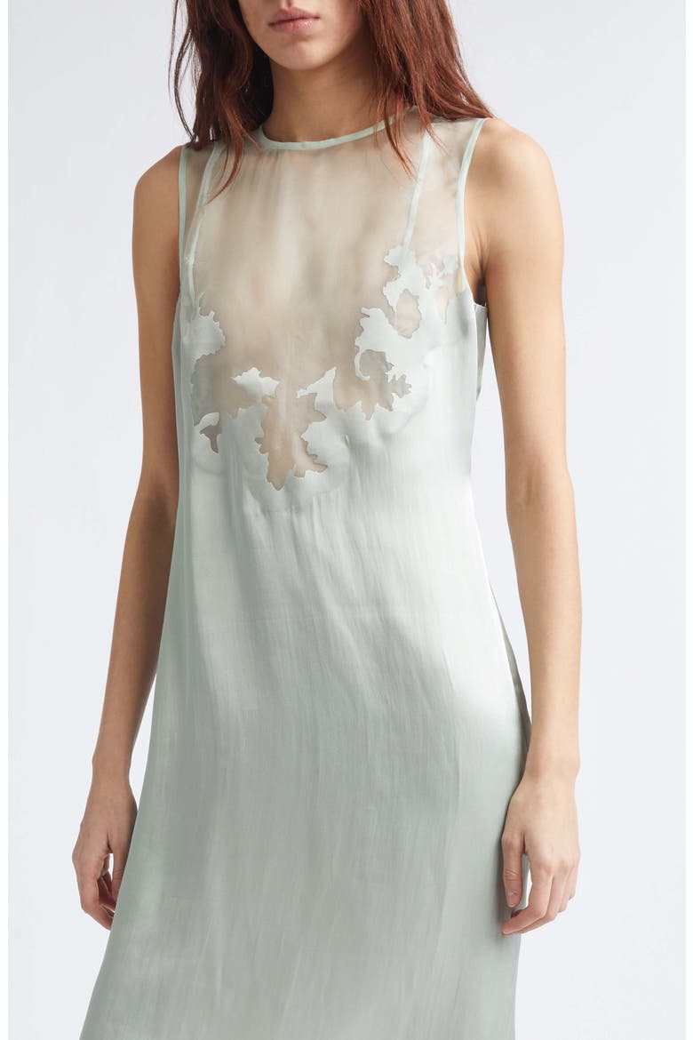 Floral Cutwork Satin & Sheer Silk Organza Dress, Alternate, color, 4002 MINT