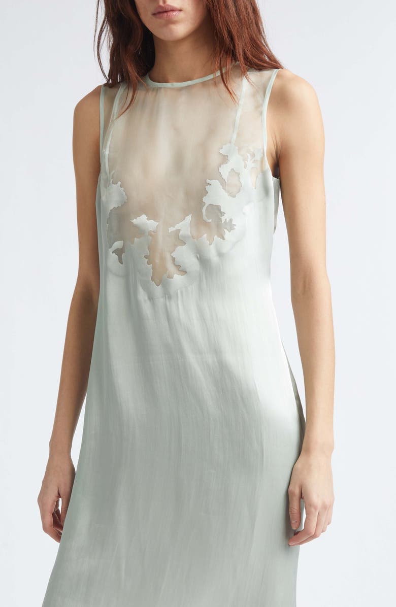 JULIE KEGELS Floral Cutwork Satin & Sheer Silk Organza Dress, Alternate, color, 4002 Mint
