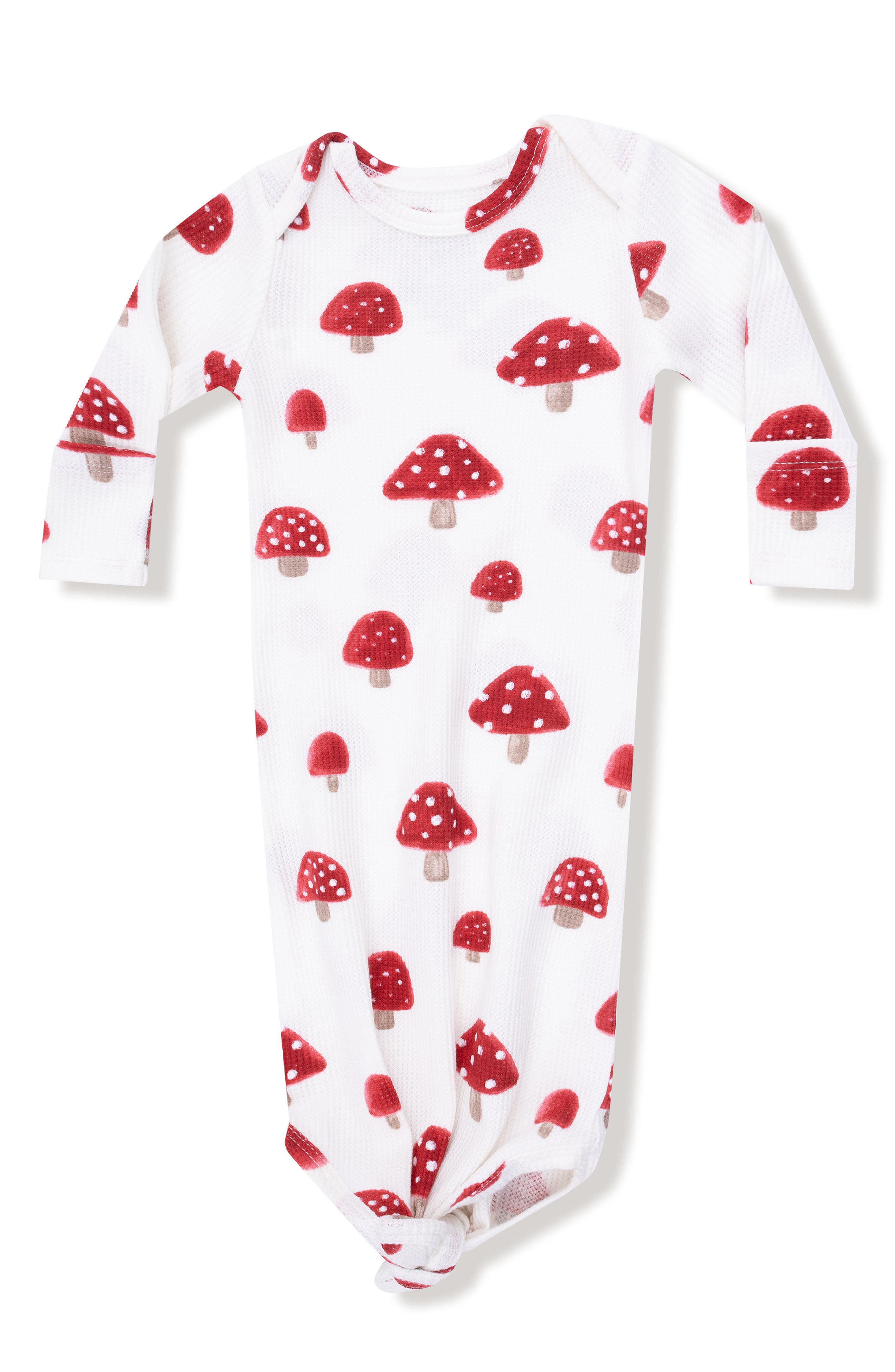Angel Dear Painterly Mushrooms Print Knotted Gown in White 