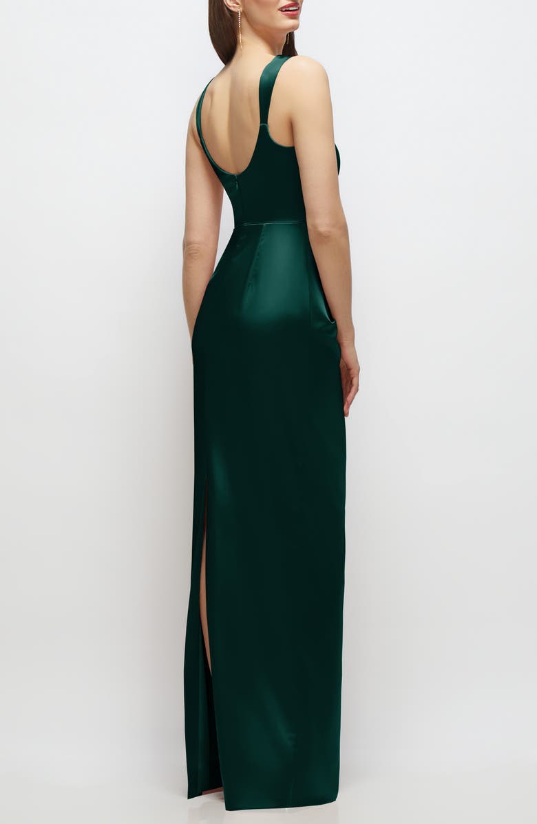 After Six Square Neck Satin Charmeuse Column Gown, Alternate, color, Evergreen