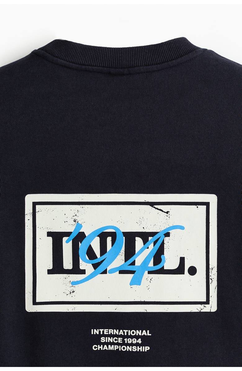 H&M Loose Fit Printed Sweatshirt, Alternate, color, Dark Blue/Intl. 94