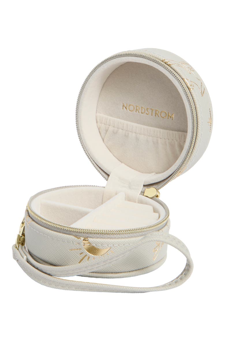 Mini Round Jewelry Box, Main, color, GREY- GOLD- CELESTIAL