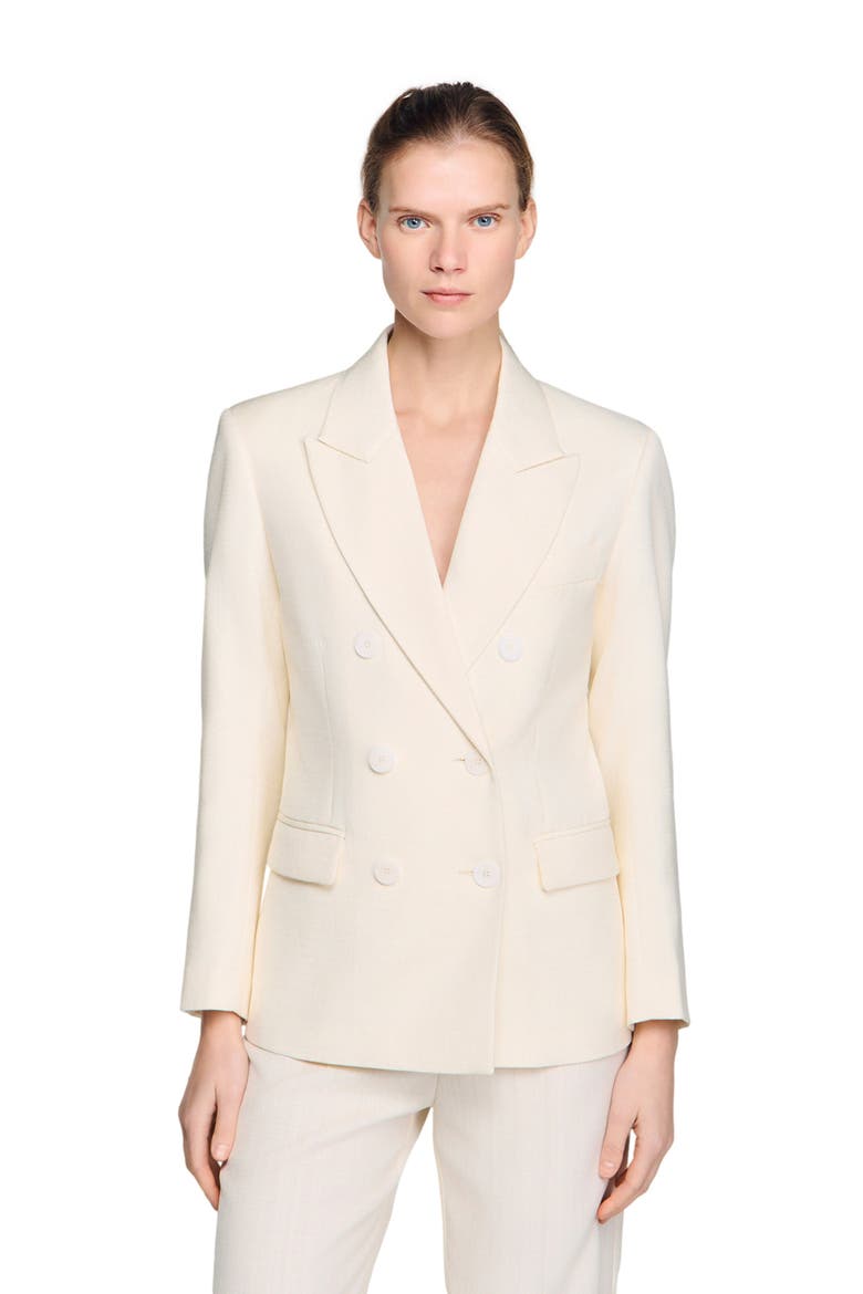 Double-breasted suit jacket, Alternate, color, Ecru