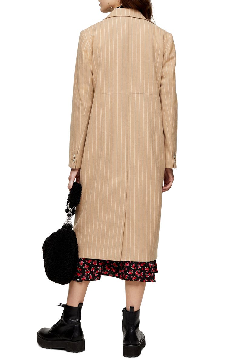 Topshop Pinstripe Longline Jacket, Alternate, color, 