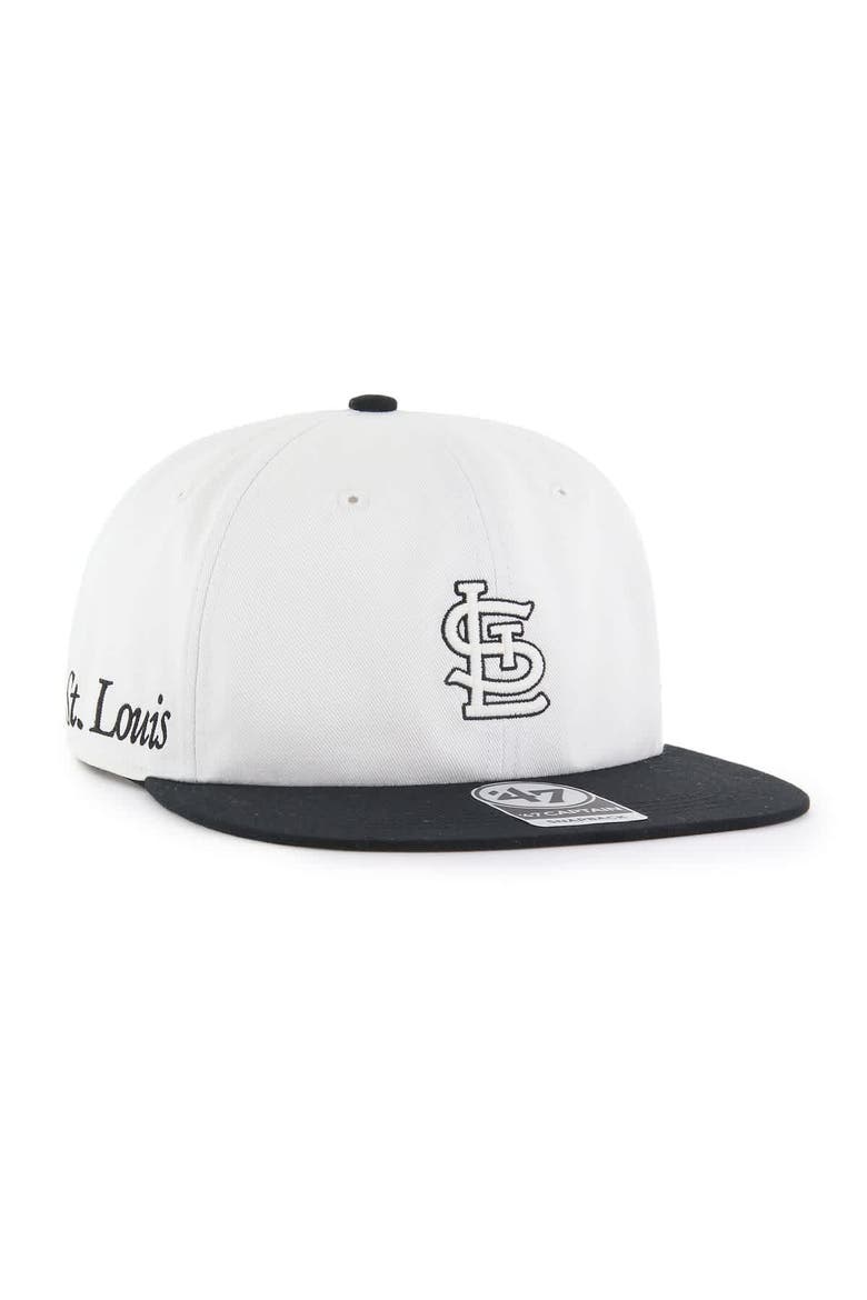 Men's '47 White/Black St. Louis Cardinals Foundation Captain Snapback Hat, Main, color, White
