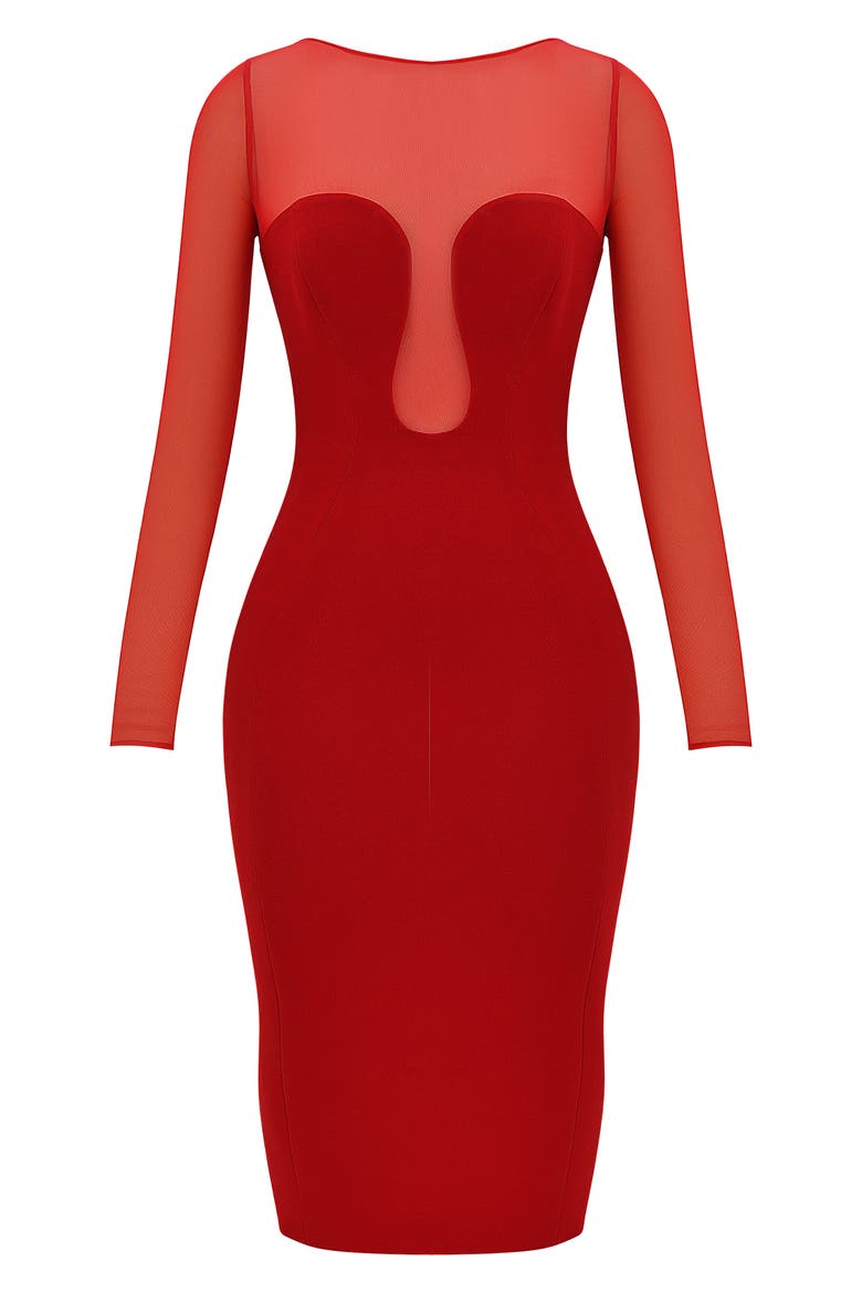 Darcy Long Sleeve Sheath Dress, Alternate, color, TRUE RED