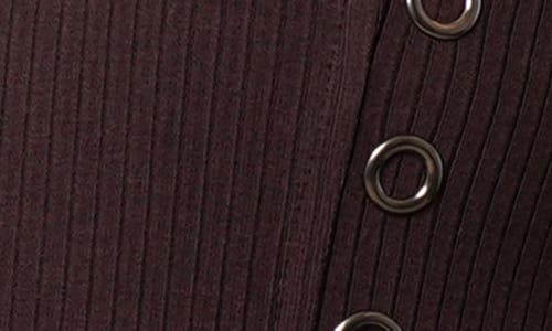 Cyrus Grommet Trim Rib Top In Brown