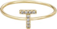Adornia Pavé CZ Initial Charm Ring