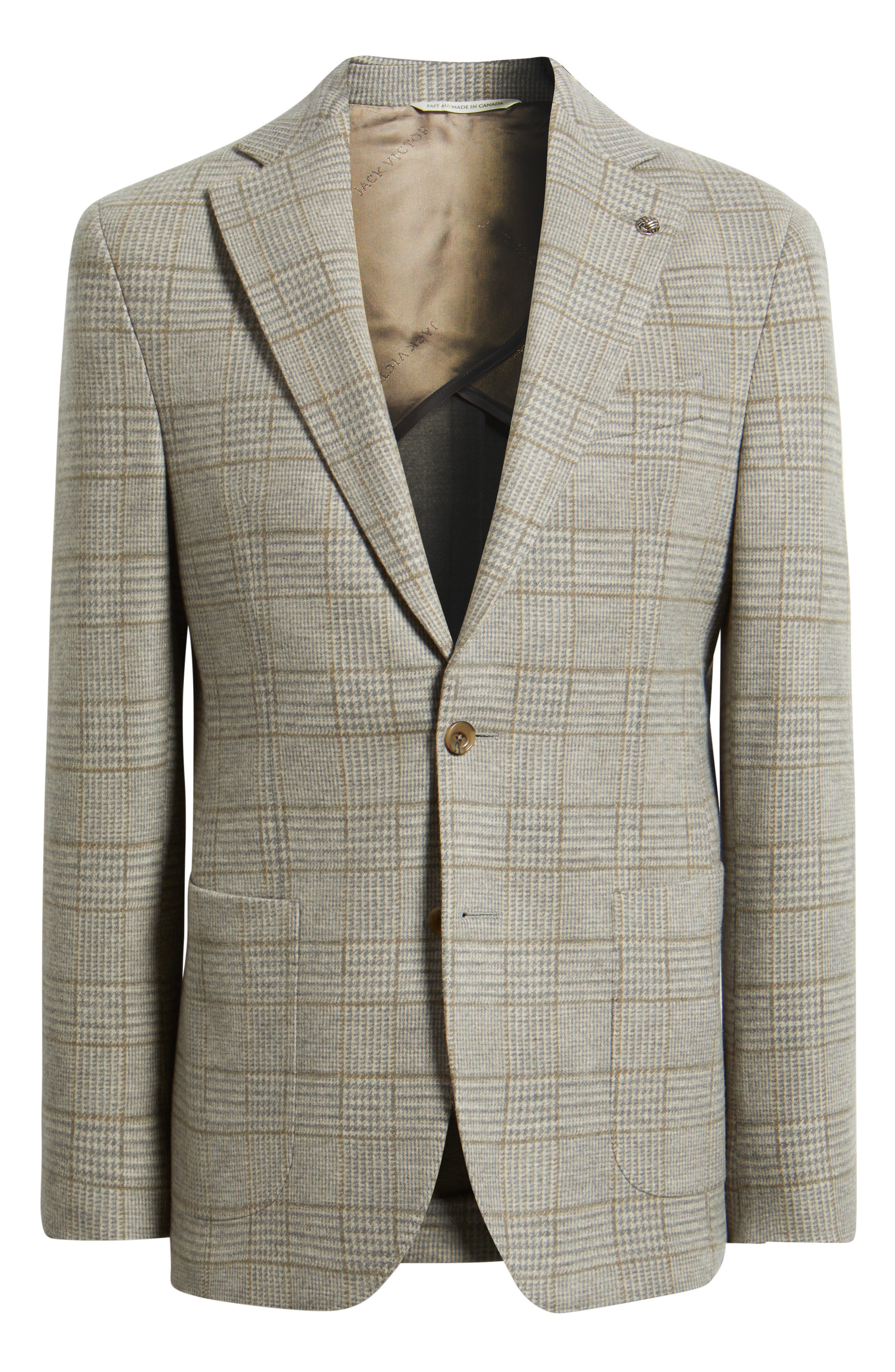 Jack Victor Hampton Tan Glen Check Knit Wool Sport Coat (Men