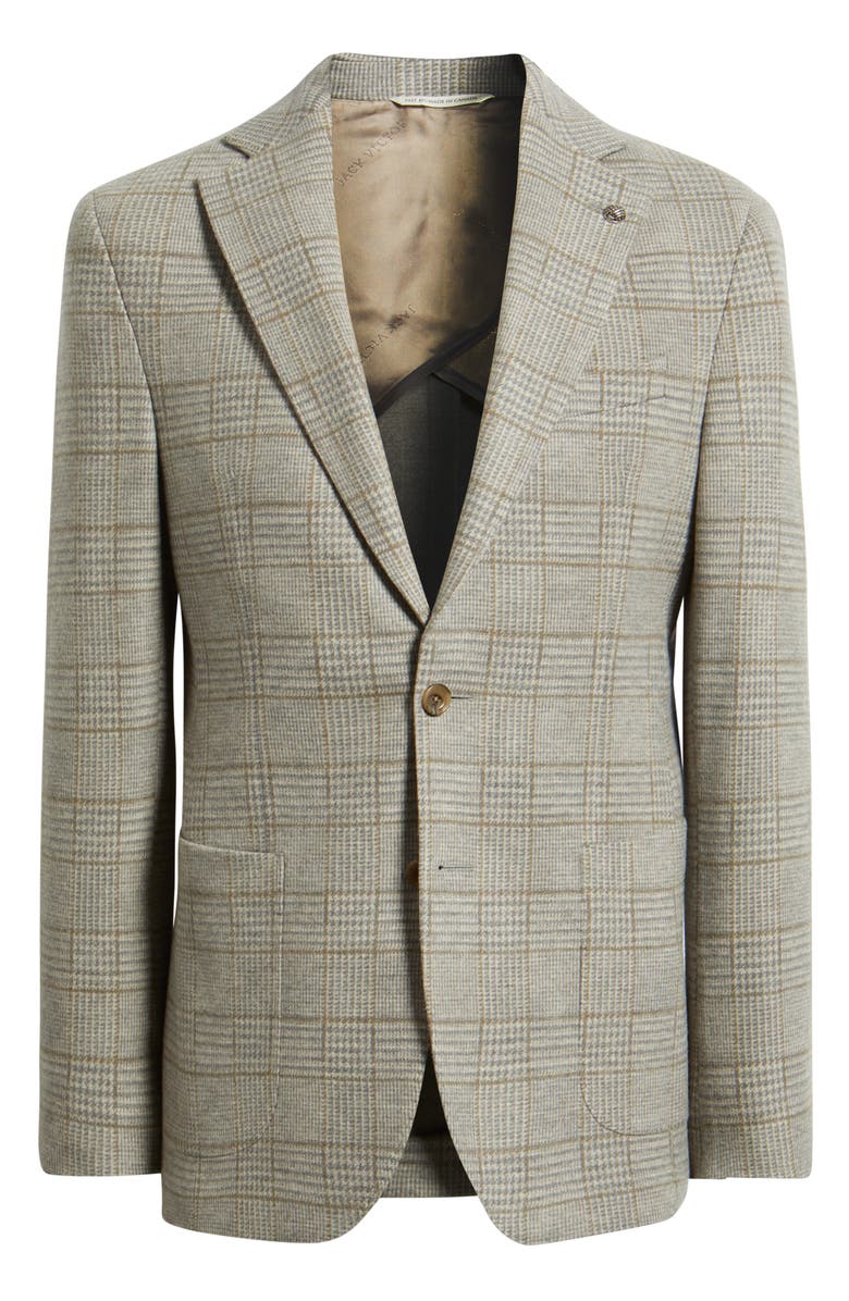 Jack Victor Hampton Tan Glen Check Knit Wool Sport Coat, Alternate, color, Grey