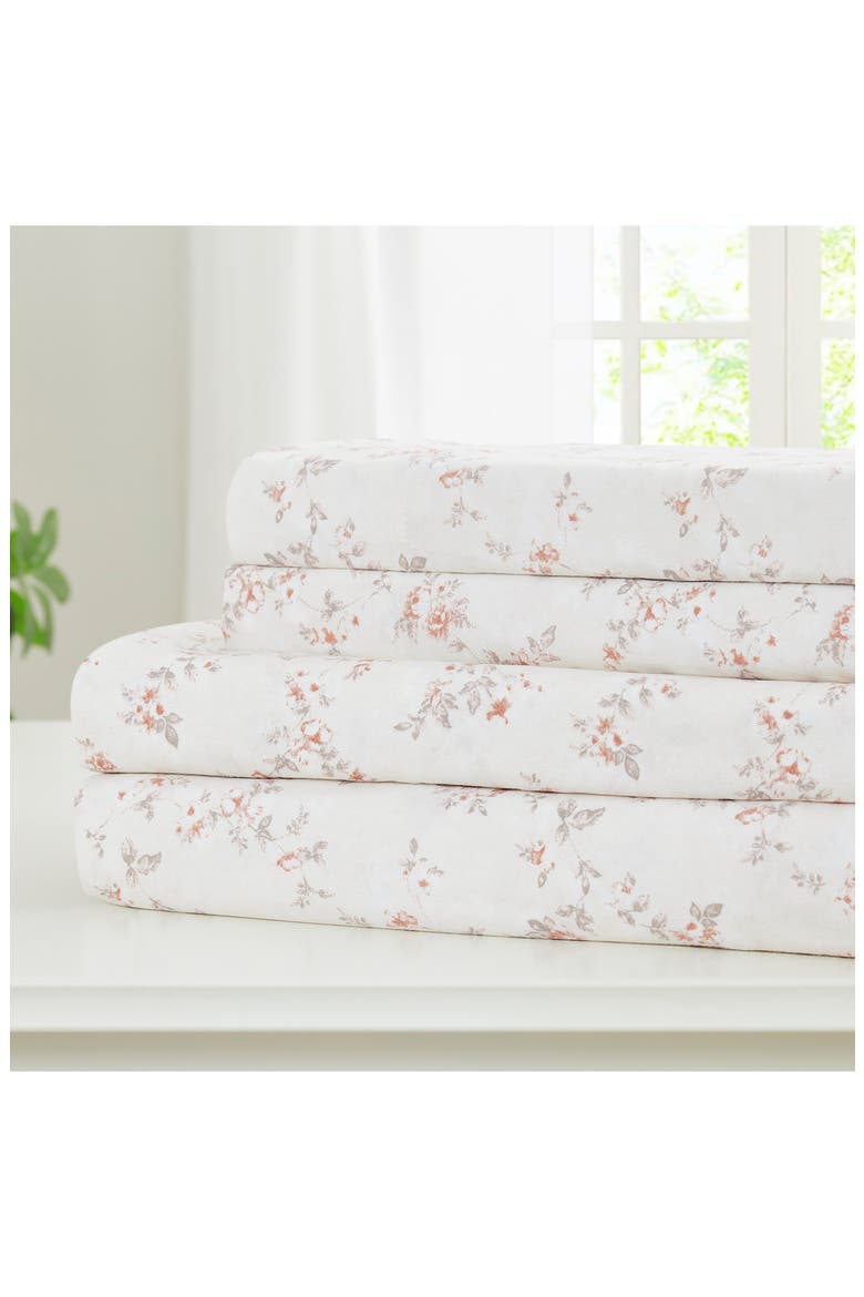 Rose Print Microfiber Sheet Set, Alternate, color, CLAY