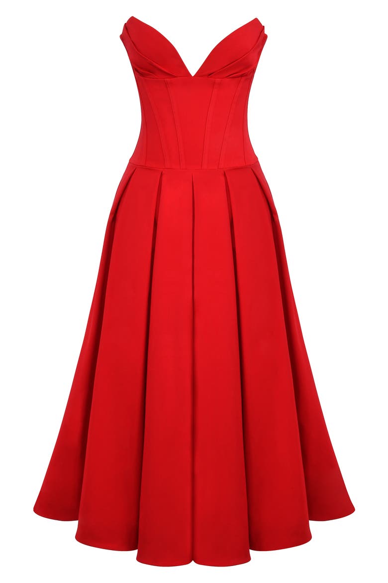 Lady Strapless Midi Dress, Alternate, color, SALSA