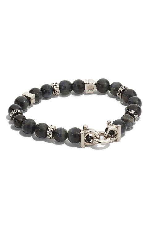 Men's Beaded Stone Stretch Bracelet