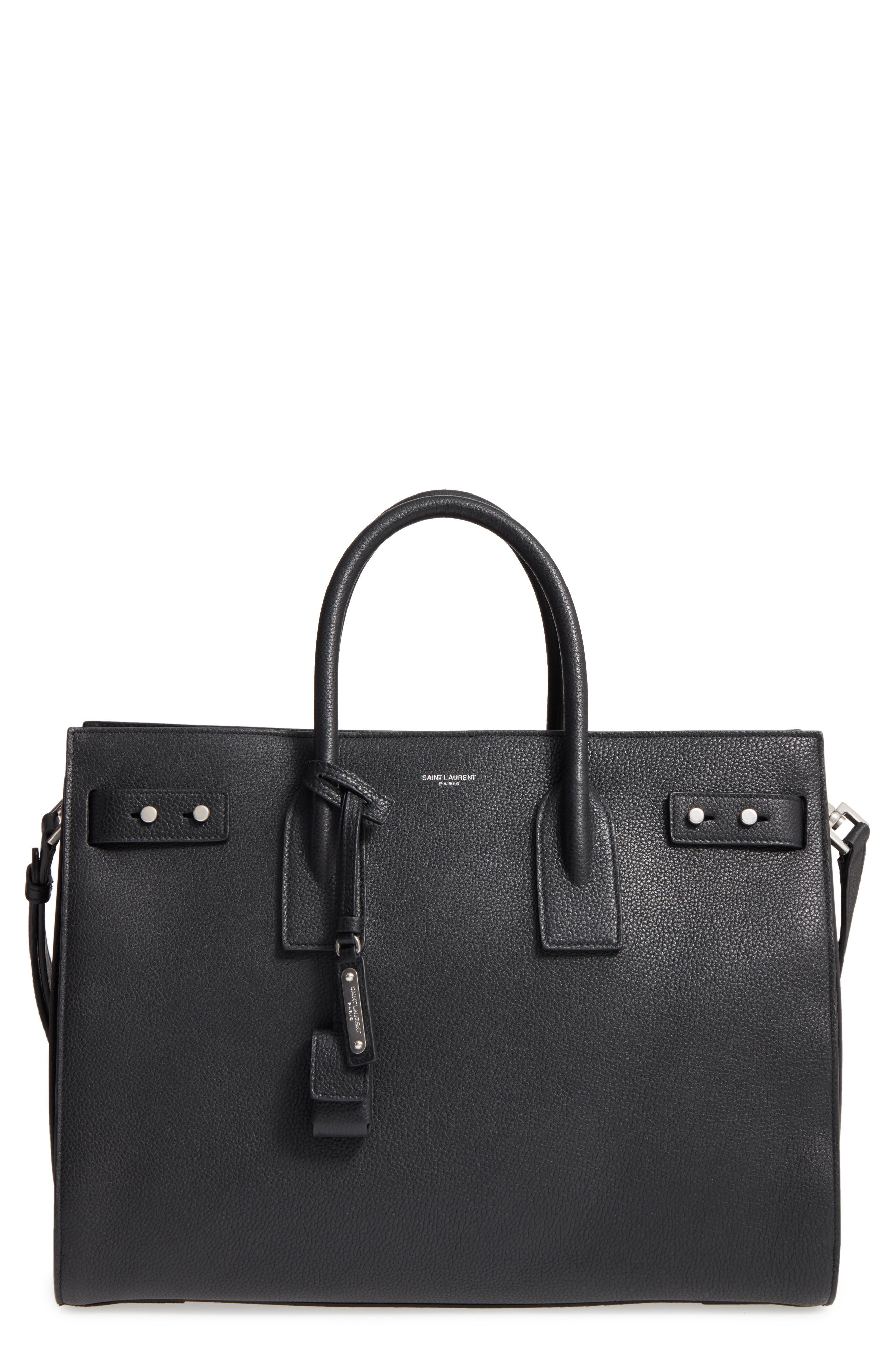 Medium Sac de Jour Grained Leather Tote, Main, color, NOIR