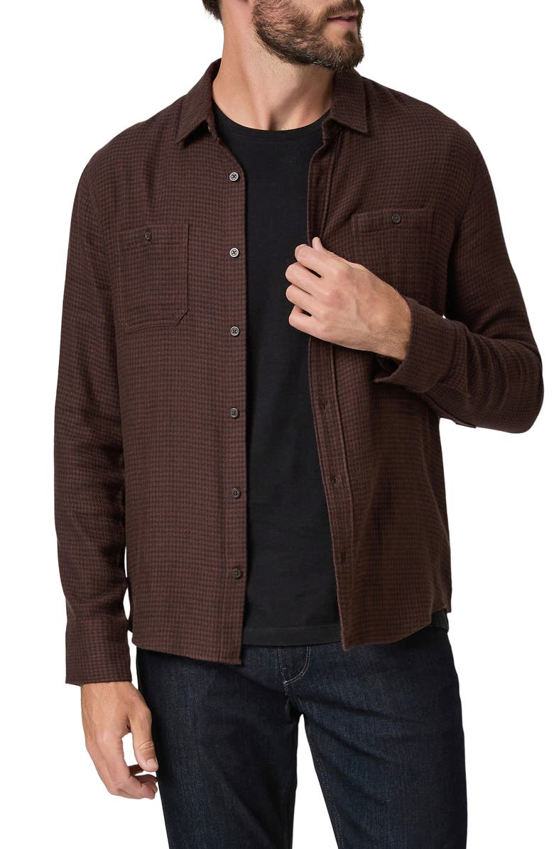 PAIGE Everett Houndstooth Flannel Button-Up Shirt, Main, color,