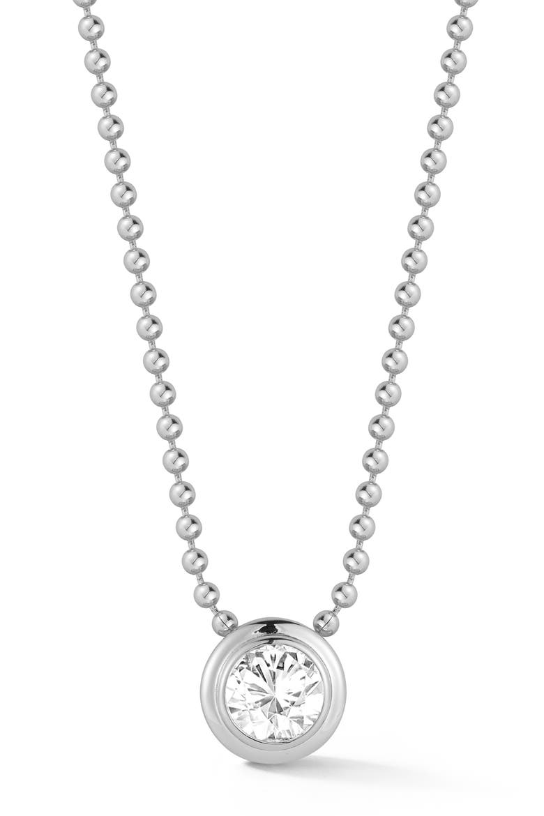 Round Moissanite Pendant Necklace, Main, color, SILVER