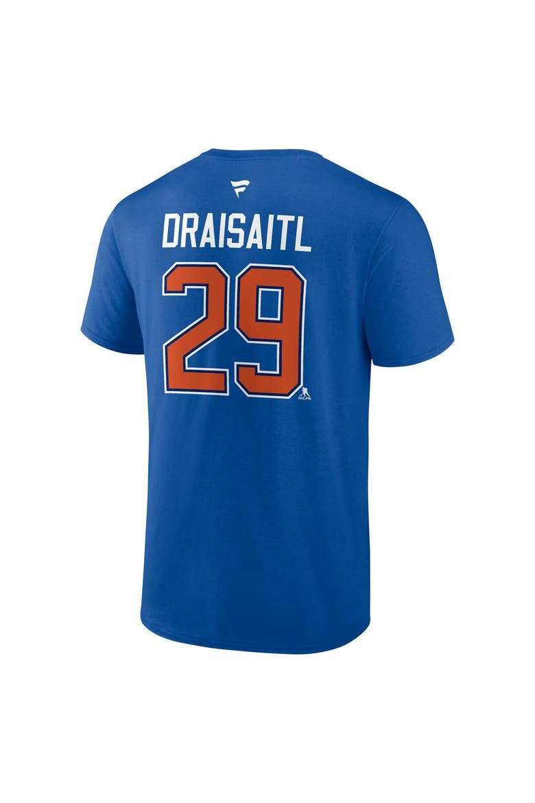 Men's Fanatics Leon Draisaitl Royal Edmonton Oilers Authentic Stack Name & Number T-Shirt, Alternate, color, Royal