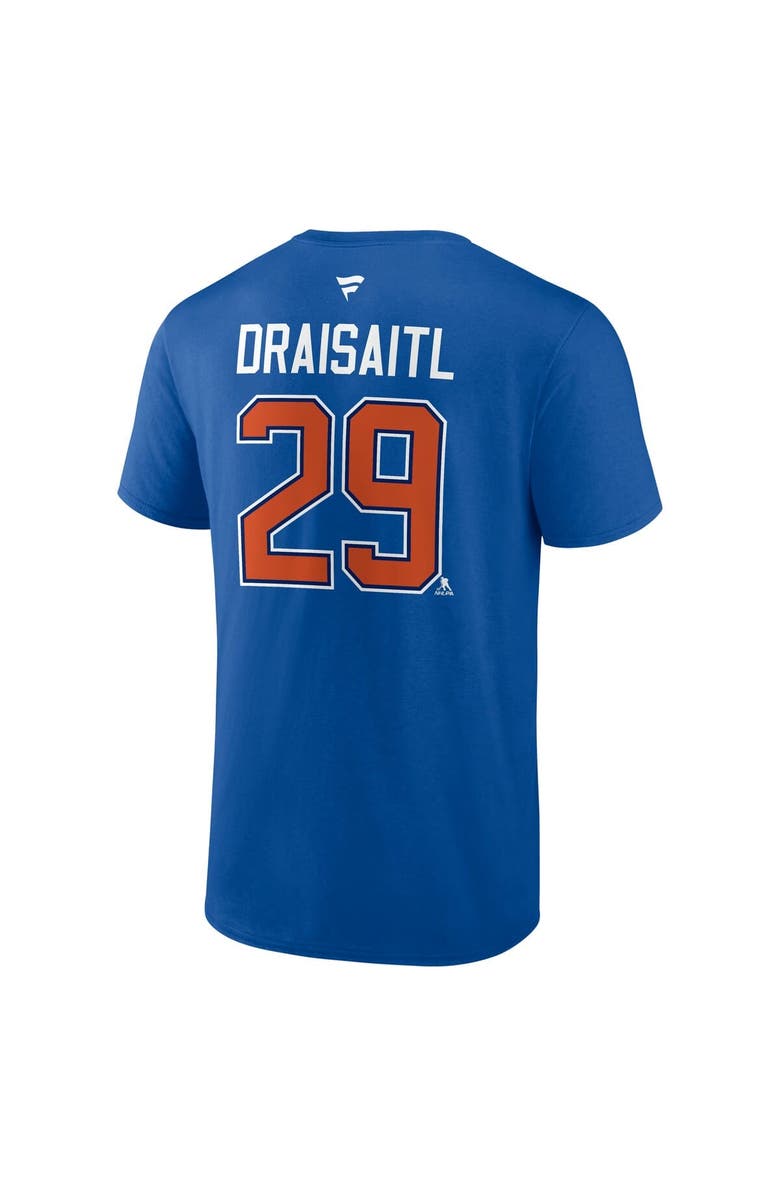 FANATICS Men's Fanatics Leon Draisaitl Royal Edmonton Oilers Authentic Stack Name & Number T-Shirt, Alternate, color, Royal