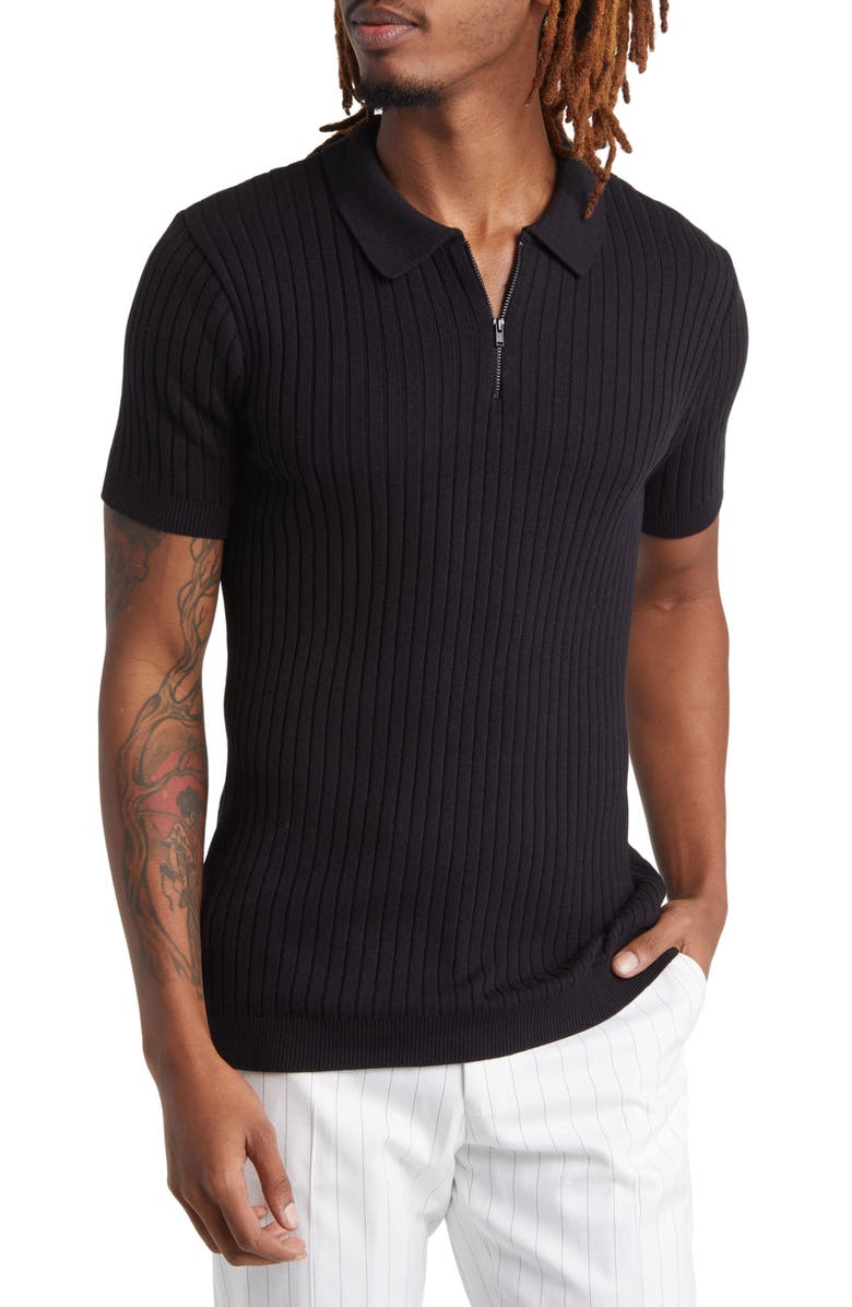 Topman Rib Polo Sweater, Main, color, 