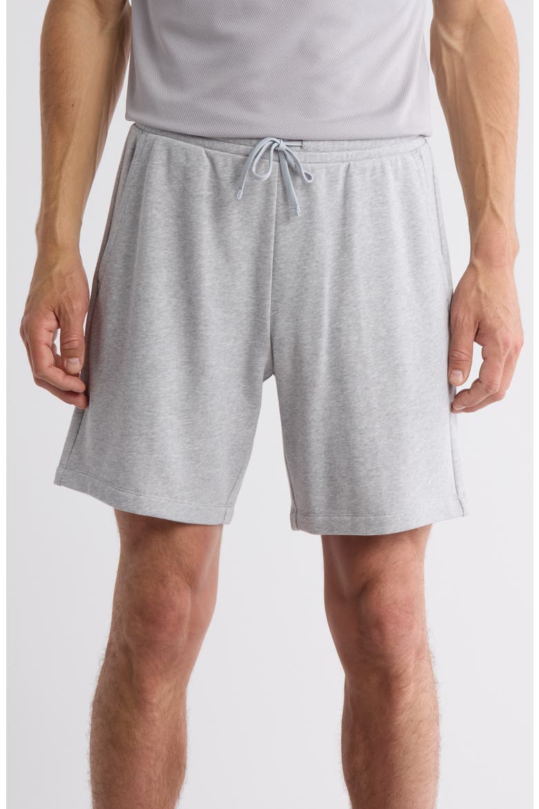 Zone 8-Inch French Terry Drawstring Shorts, Main, color, GREY SILK LIGHT HEATHER