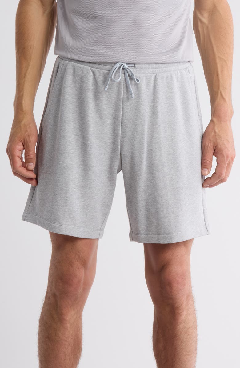 Z by Zella Zone 8-Inch French Terry Drawstring Shorts, Main, color, Grey Silk Light Heather
