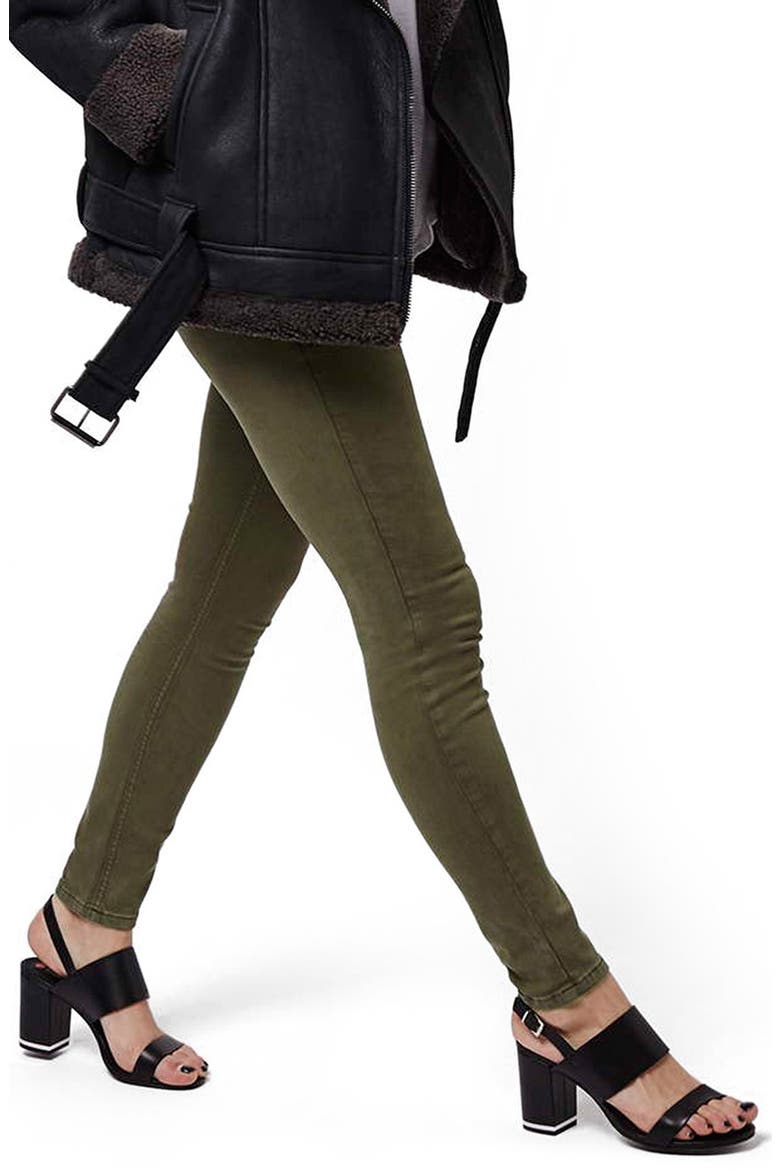 Moto 'Jamie' Skinny Ankle Jeans, Main, color, OLIVE