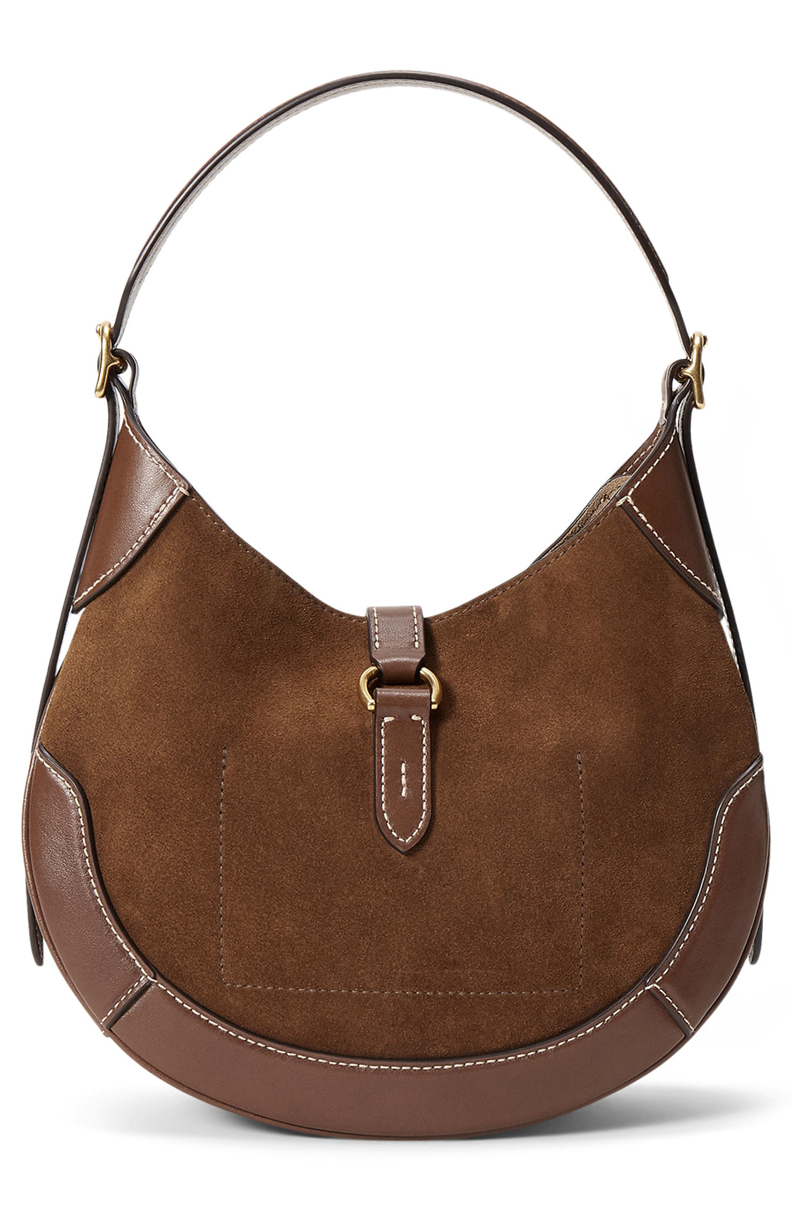 Polo Ralph Lauren Small Suede & Leather Shoulder Bag, Alternate, color, 