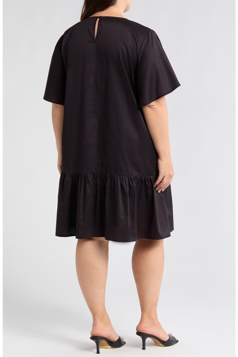 Agata Flutter Sleeve Cotton Dress, Alternate, color, BLACK