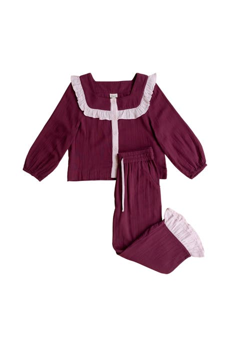 Cotton Cropped Leg Ruffle Pajamas