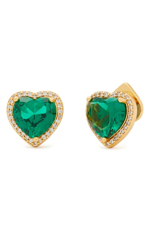 my love pavé heart stud earrings
