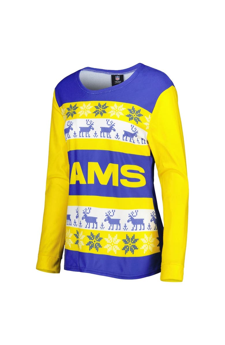 FOCO Women's FOCO Royal Los Angeles Rams Holiday Ugly Pajama Set, Alternate, color, Royal