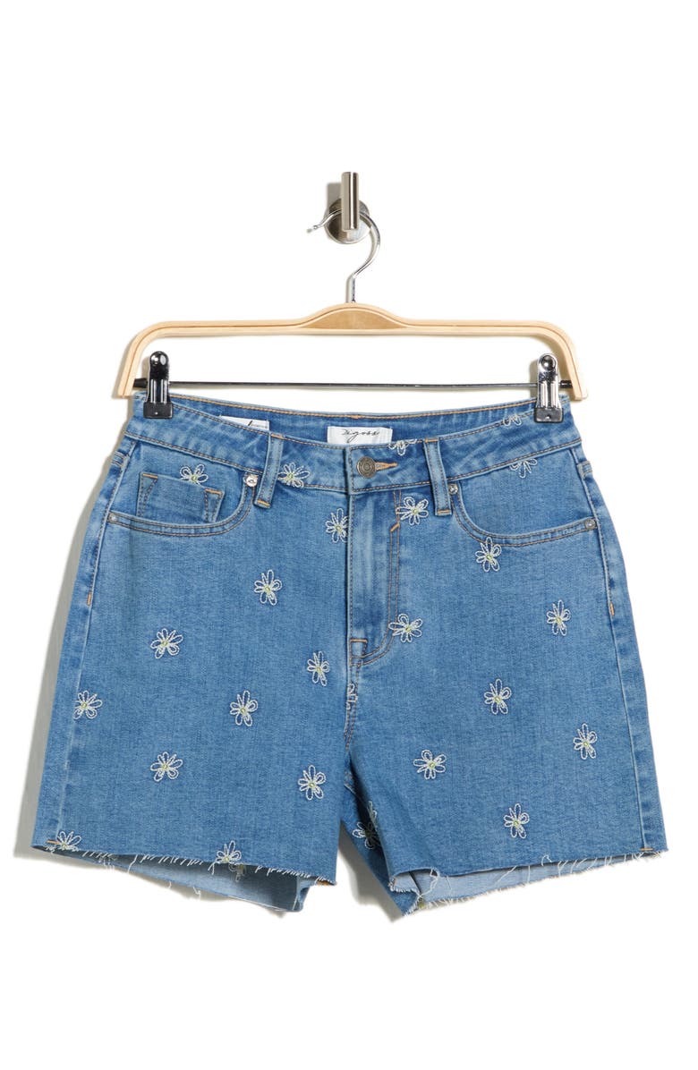Vigoss Daisy Embroidered Cutoff Denim Shorts, Alternate, color, Light Wash
