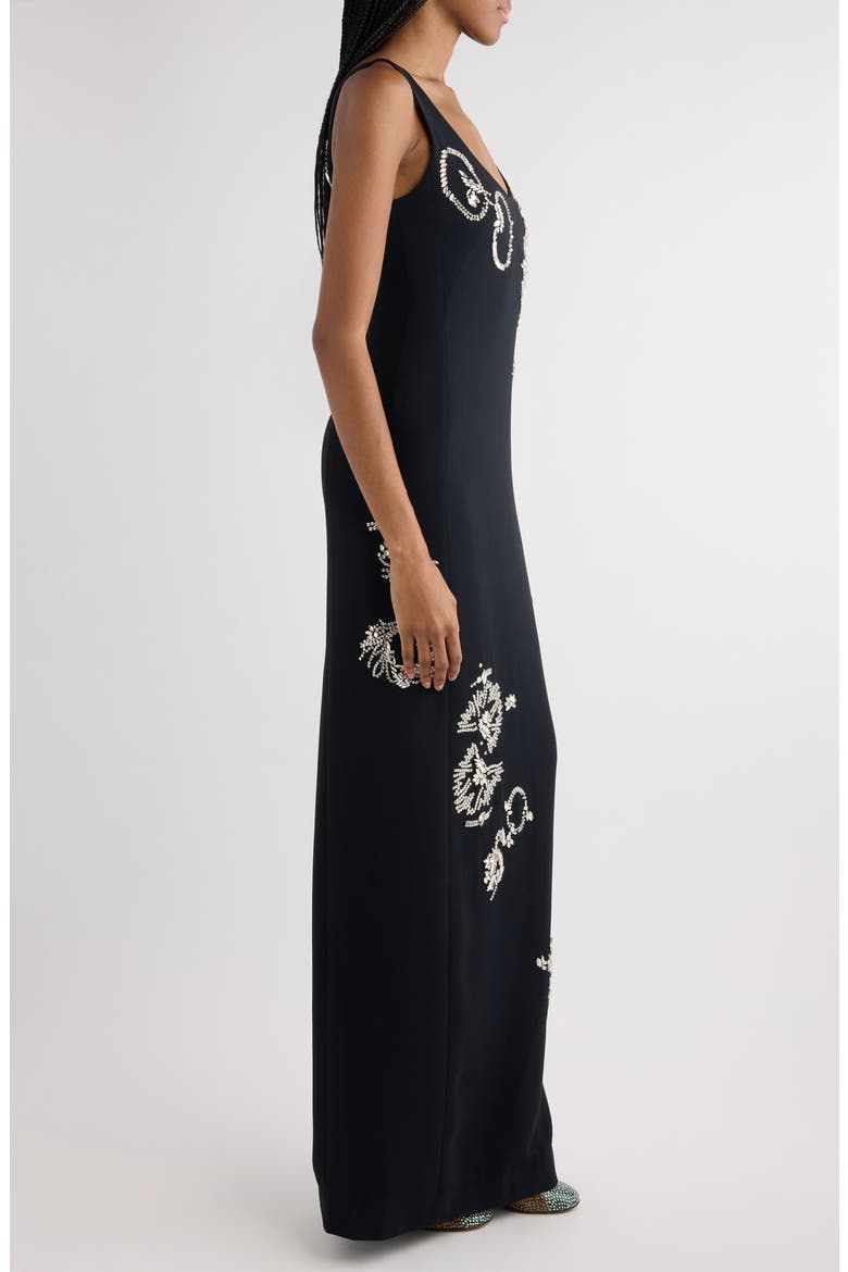 Embellished Sleeveless Column Gown, Alternate, color, BLACK