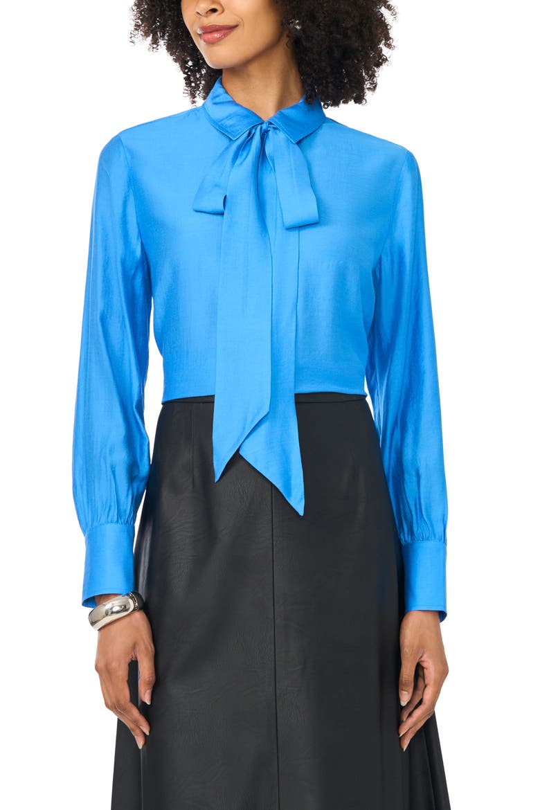 Cropped Shirt with Removable Tie, Main, color, CLASSIC BLUE