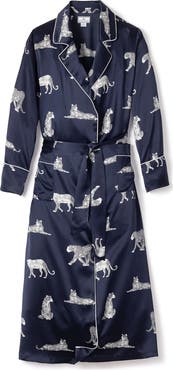 Petite Plume Panthre de Nuit Piped Silk Robe