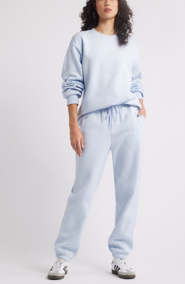 BP. Fleece Detail Oversize Crewneck Sweatshirt, Alternate, color, Blue Feather