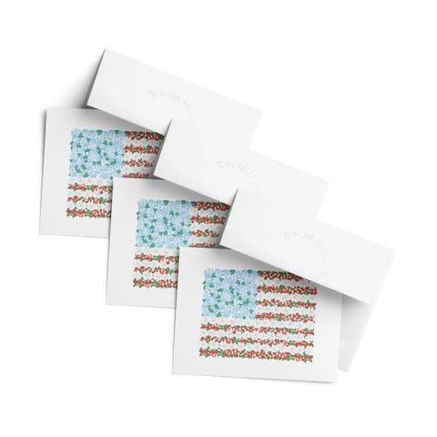 Flag Greeting Card Pack (3ct) "USA Floral Flag"